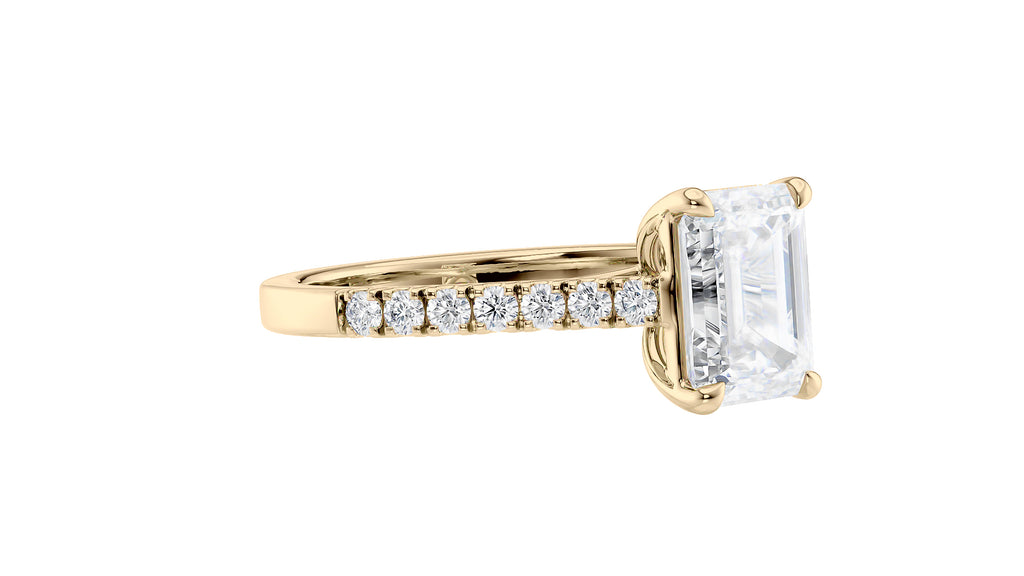 Emerald Cut Solitaire Classic Diamond Band Engagement Ring