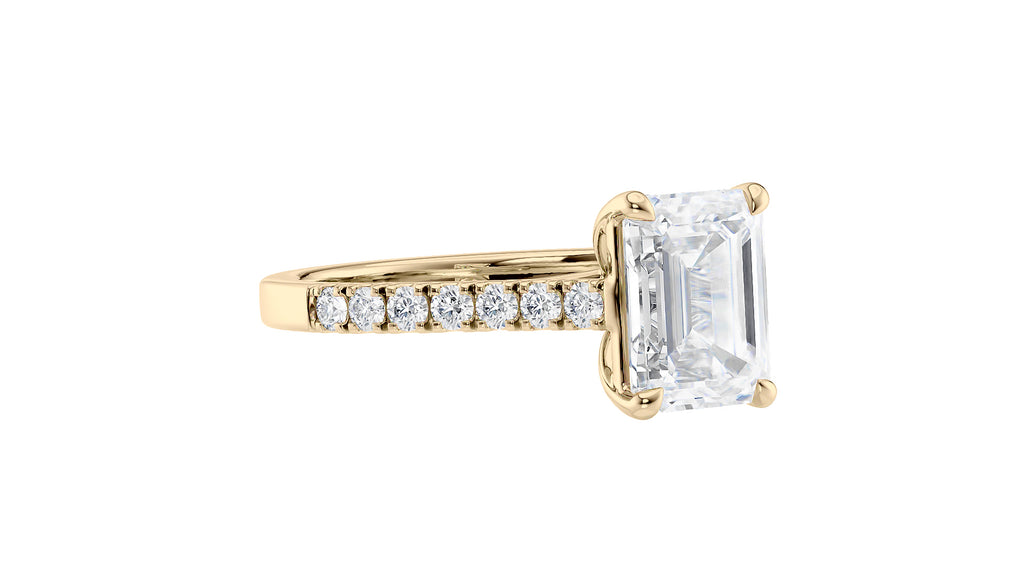Emerald Cut Solitaire Classic Diamond Band Engagement Ring