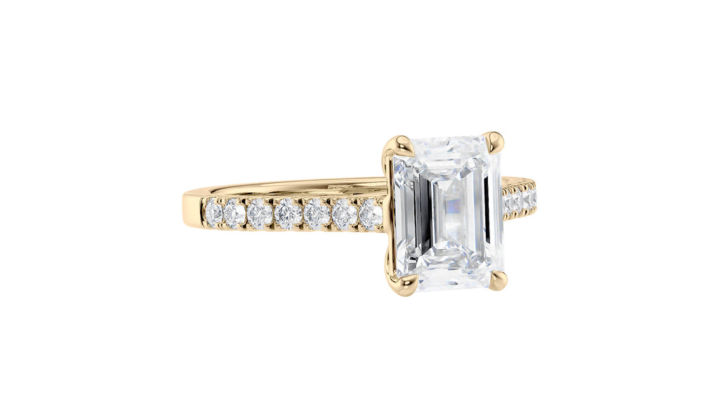 Emerald Cut Solitaire Classic Diamond Band Engagement Ring