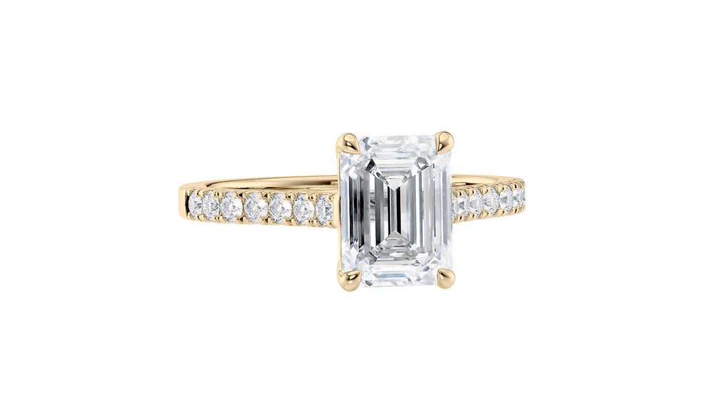 Emerald Cut Solitaire Classic Diamond Band Engagement Ring