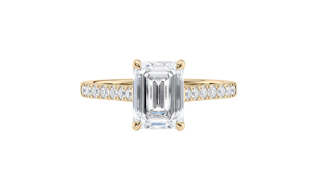 Emerald Cut Solitaire Classic Diamond Band Engagement Ring