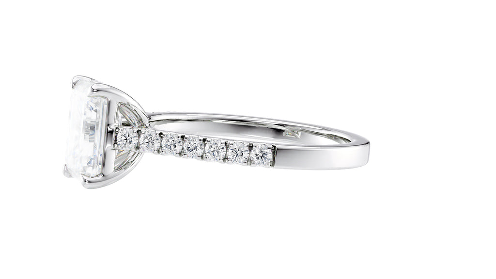 Emerald Cut Solitaire Classic Diamond Band Engagement Ring