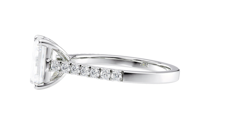 Emerald Cut Solitaire Classic Diamond Band Engagement Ring