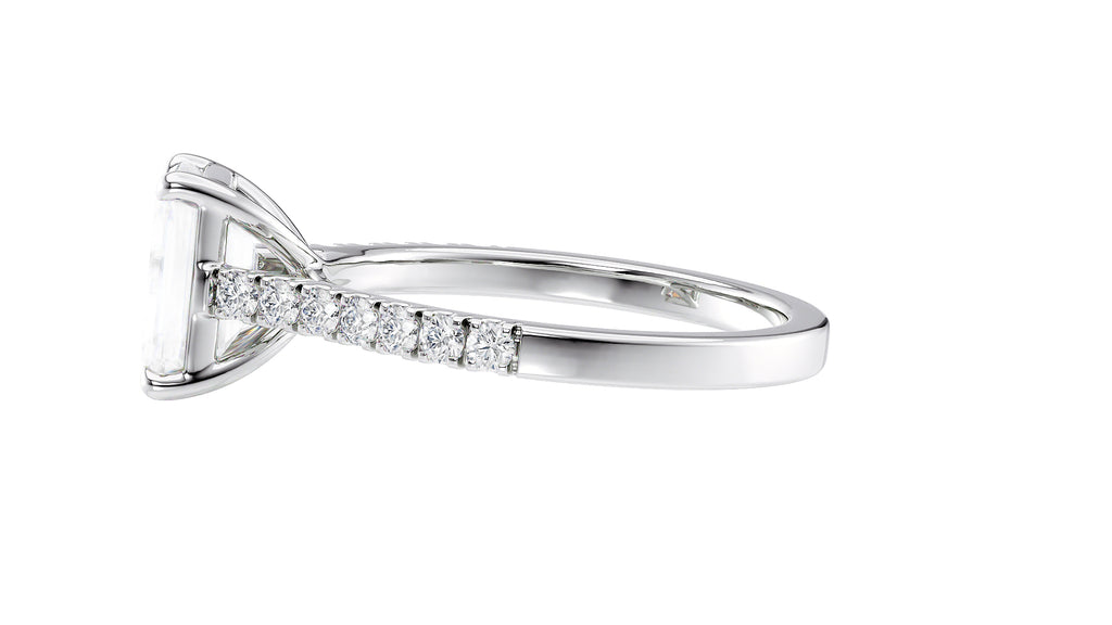 Emerald Cut Solitaire Classic Diamond Band Engagement Ring