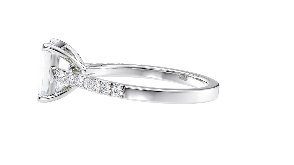Emerald Cut Solitaire Classic Diamond Band Engagement Ring