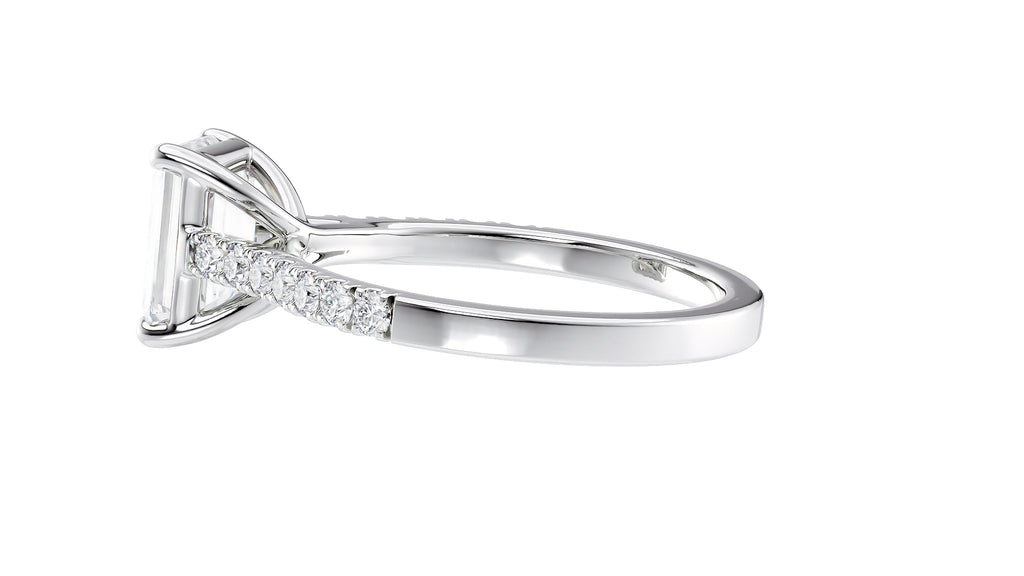 Emerald Cut Solitaire Classic Diamond Band Engagement Ring