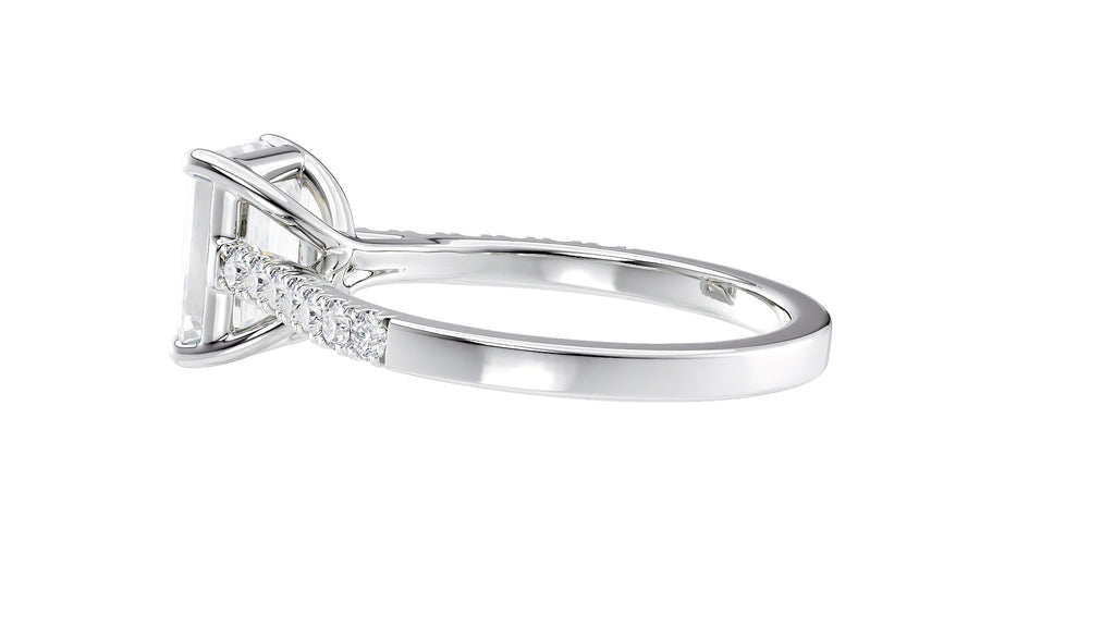 Emerald Cut Solitaire Classic Diamond Band Engagement Ring
