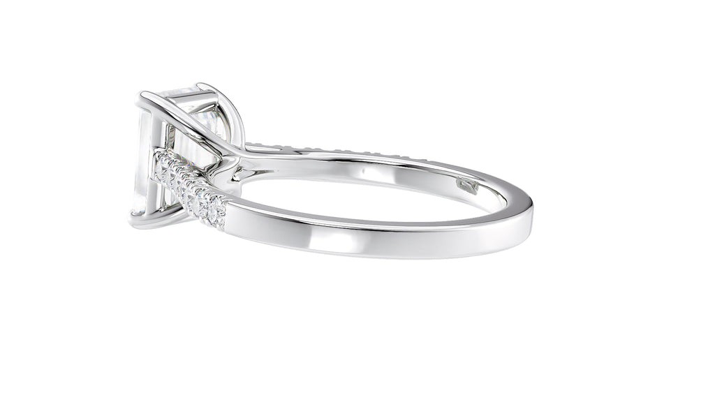 Emerald Cut Solitaire Classic Diamond Band Engagement Ring