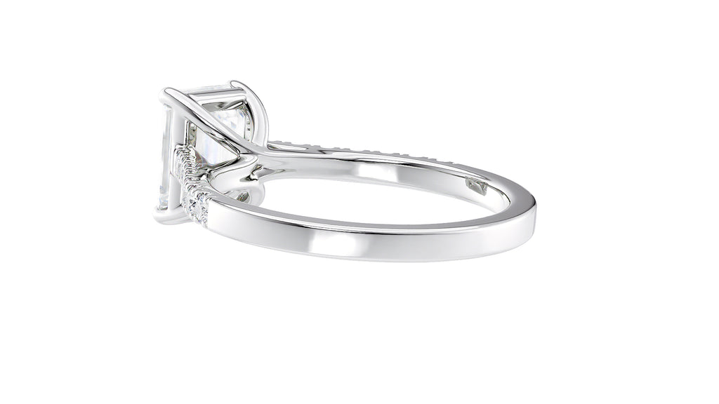 Emerald Cut Solitaire Classic Diamond Band Engagement Ring