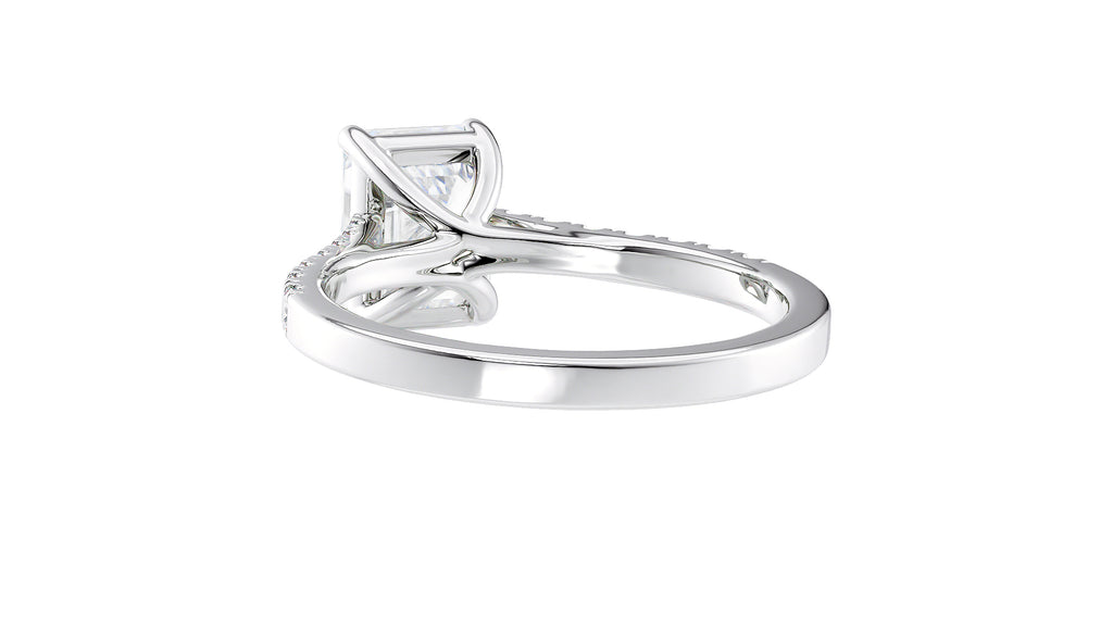 Emerald Cut Solitaire Classic Diamond Band Engagement Ring