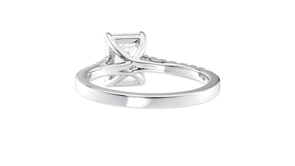 Emerald Cut Solitaire Classic Diamond Band Engagement Ring