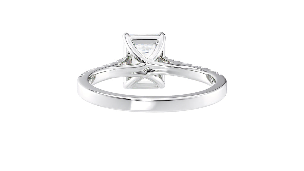 Emerald Cut Solitaire Classic Diamond Band Engagement Ring