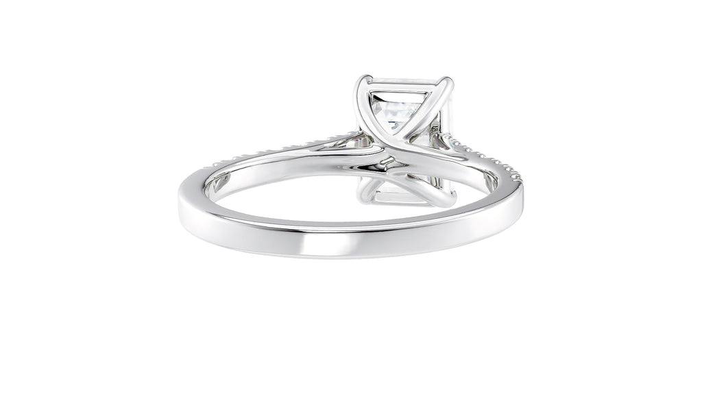 Emerald Cut Solitaire Classic Diamond Band Engagement Ring