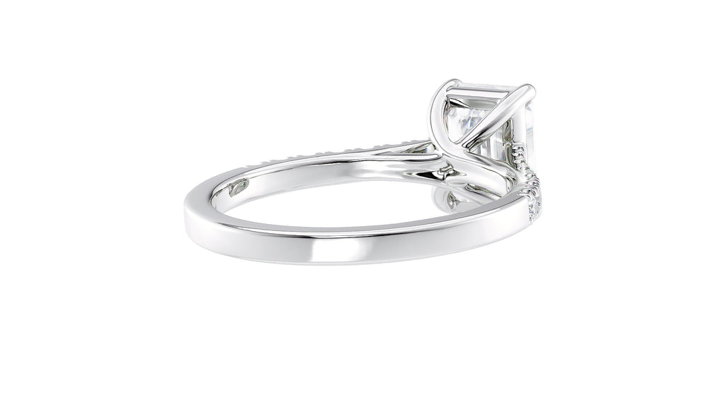 Emerald Cut Solitaire Classic Diamond Band Engagement Ring