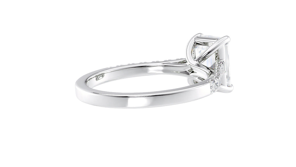 Emerald Cut Solitaire Classic Diamond Band Engagement Ring