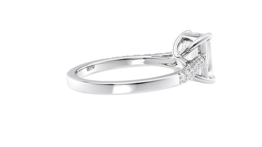 Emerald Cut Solitaire Classic Diamond Band Engagement Ring
