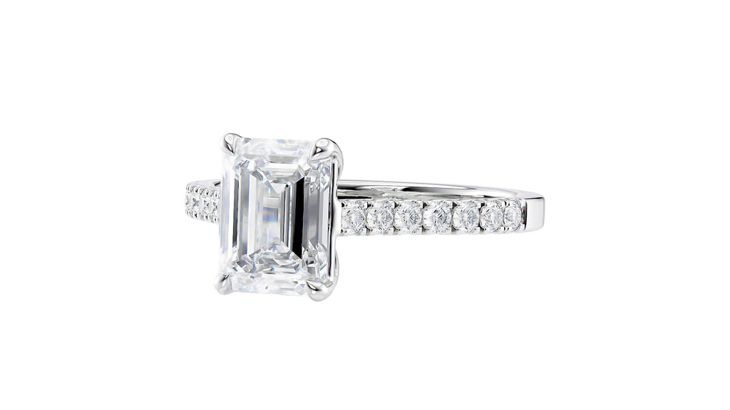Emerald Cut Solitaire Classic Diamond Band Engagement Ring
