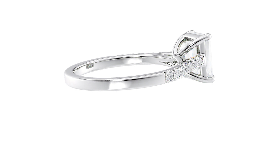 Emerald Cut Solitaire Classic Diamond Band Engagement Ring