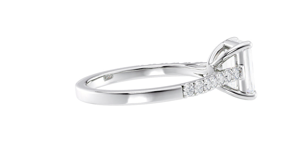 Emerald Cut Solitaire Classic Diamond Band Engagement Ring
