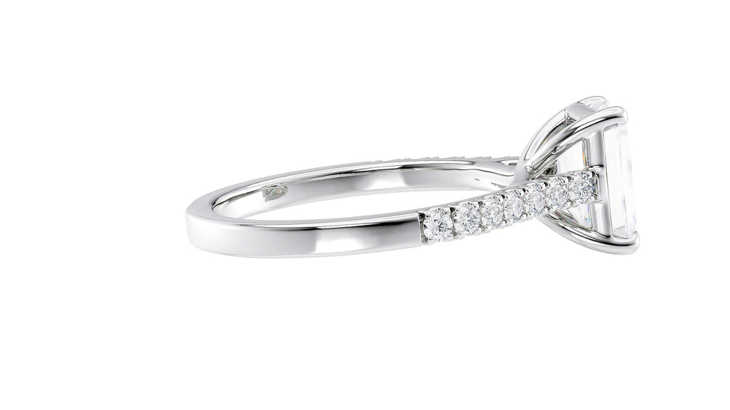 Emerald Cut Solitaire Classic Diamond Band Engagement Ring