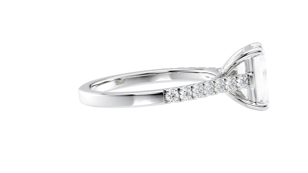 Emerald Cut Solitaire Classic Diamond Band Engagement Ring