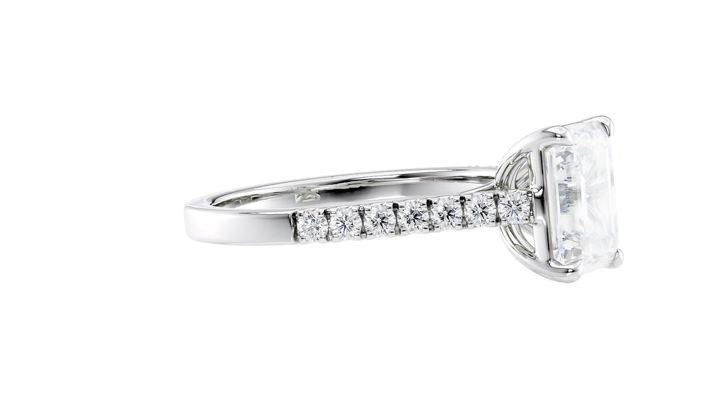 Emerald Cut Solitaire Classic Diamond Band Engagement Ring