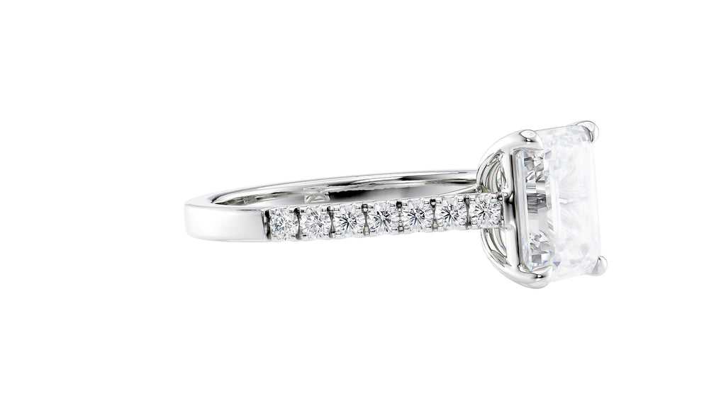Emerald Cut Solitaire Classic Diamond Band Engagement Ring