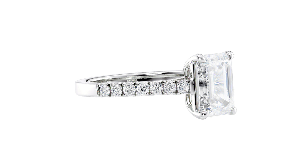 Emerald Cut Solitaire Classic Diamond Band Engagement Ring