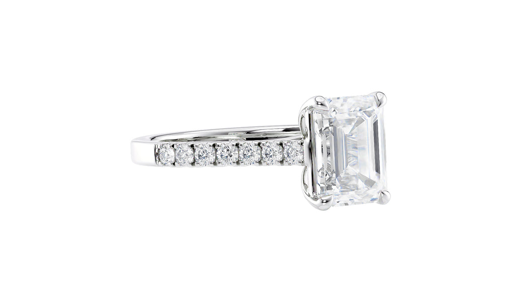 Emerald Cut Solitaire Classic Diamond Band Engagement Ring