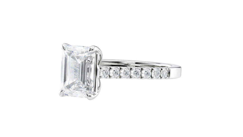 Emerald Cut Solitaire Classic Diamond Band Engagement Ring