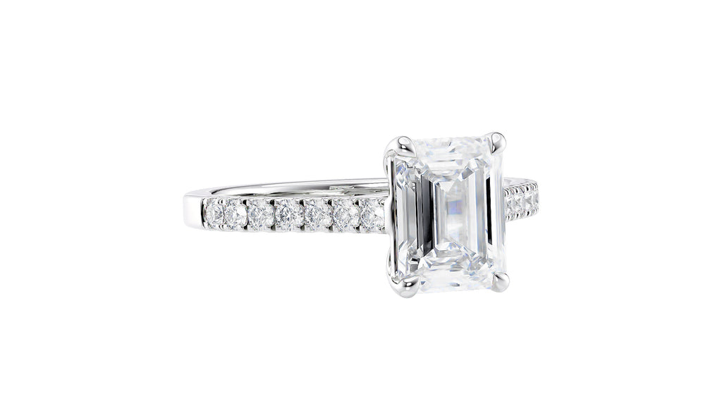 Emerald Cut Solitaire Classic Diamond Band Engagement Ring