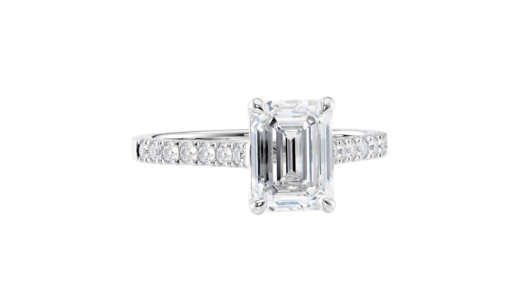 Emerald Cut Solitaire Classic Diamond Band Engagement Ring