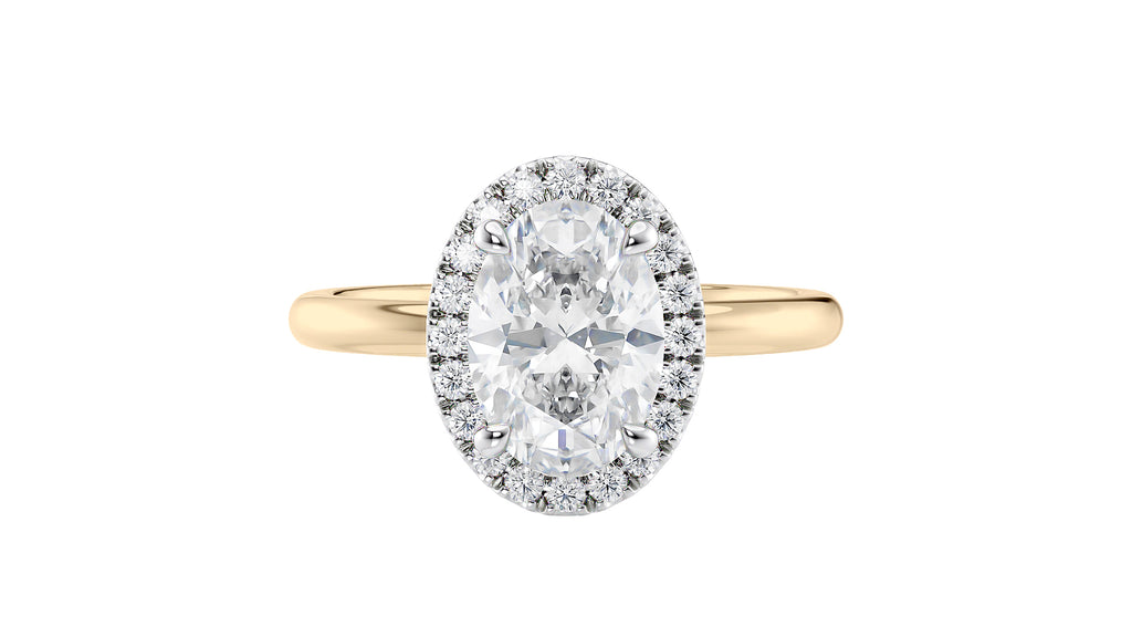 Oval Halo Plain Band Diamond Engagement Ring