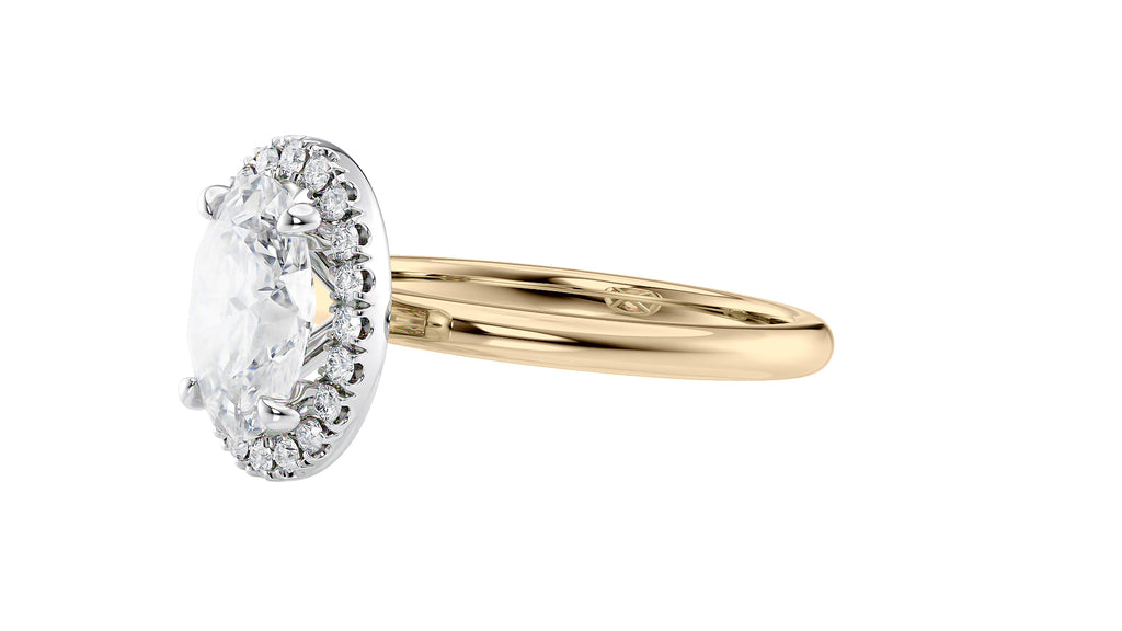 Oval Halo Plain Band Diamond Engagement Ring