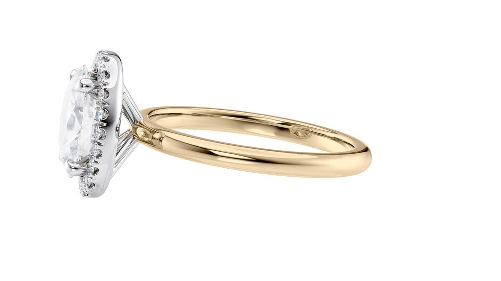 Oval Halo Plain Band Diamond Engagement Ring