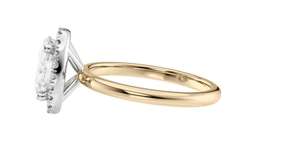 Oval Halo Plain Band Diamond Engagement Ring