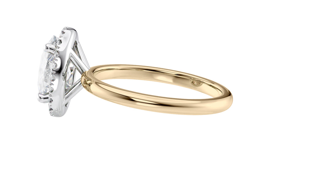 Oval Halo Plain Band Diamond Engagement Ring