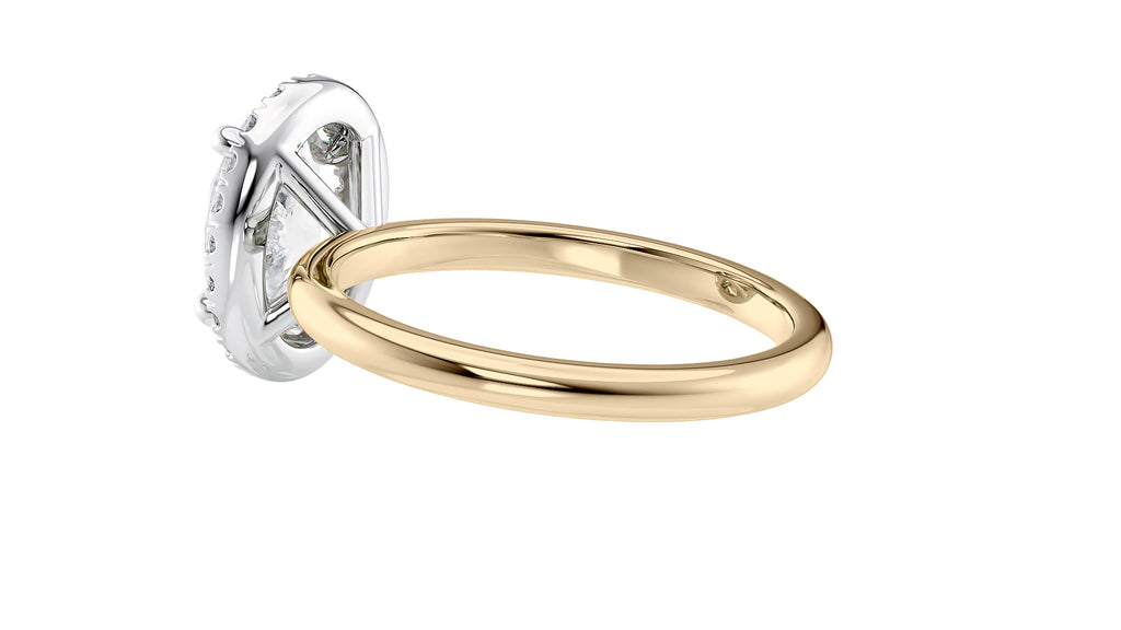 Oval Halo Plain Band Diamond Engagement Ring