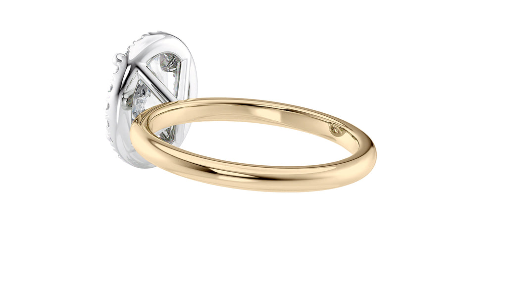 Oval Halo Plain Band Diamond Engagement Ring