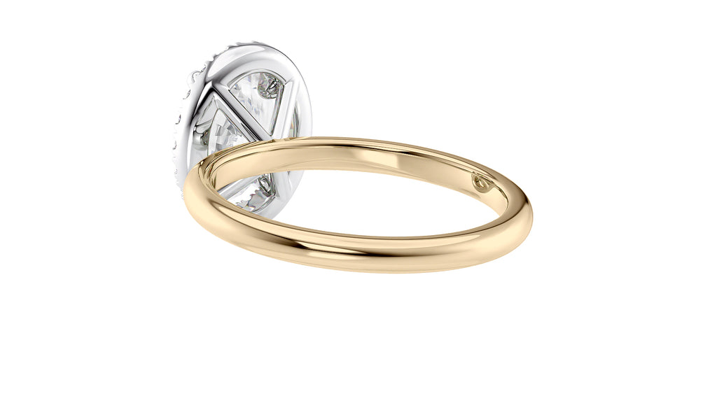 Oval Halo Plain Band Diamond Engagement Ring