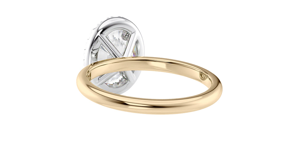 Oval Halo Plain Band Diamond Engagement Ring