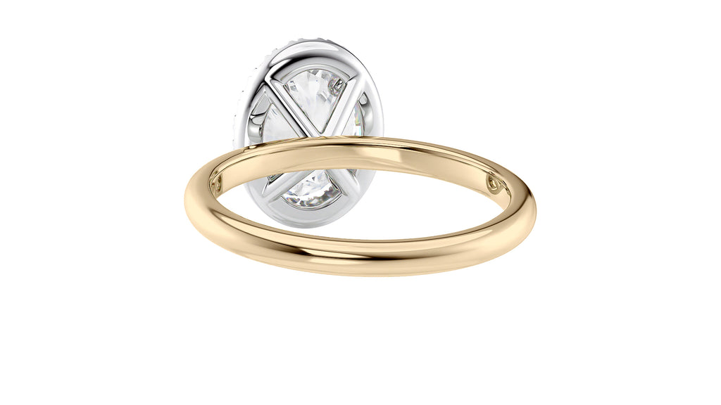 Oval Halo Plain Band Diamond Engagement Ring