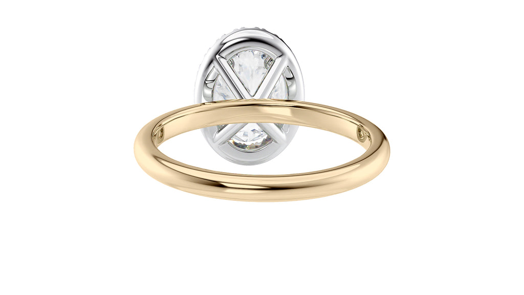 Oval Halo Plain Band Diamond Engagement Ring