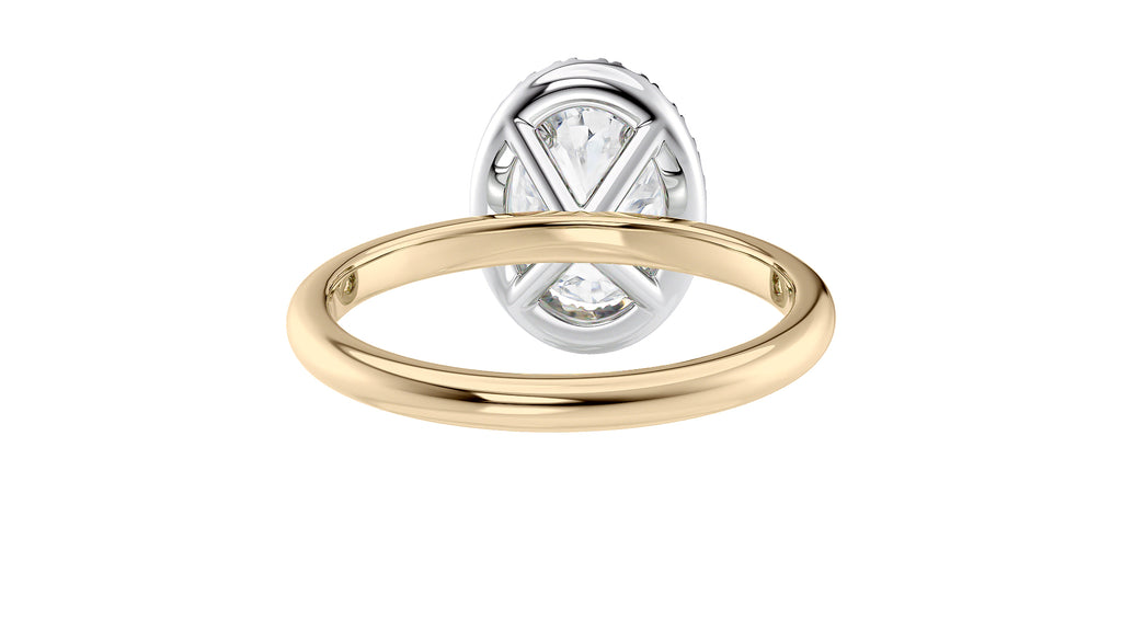 Oval Halo Plain Band Diamond Engagement Ring