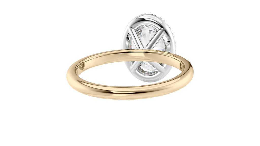 Oval Halo Plain Band Diamond Engagement Ring