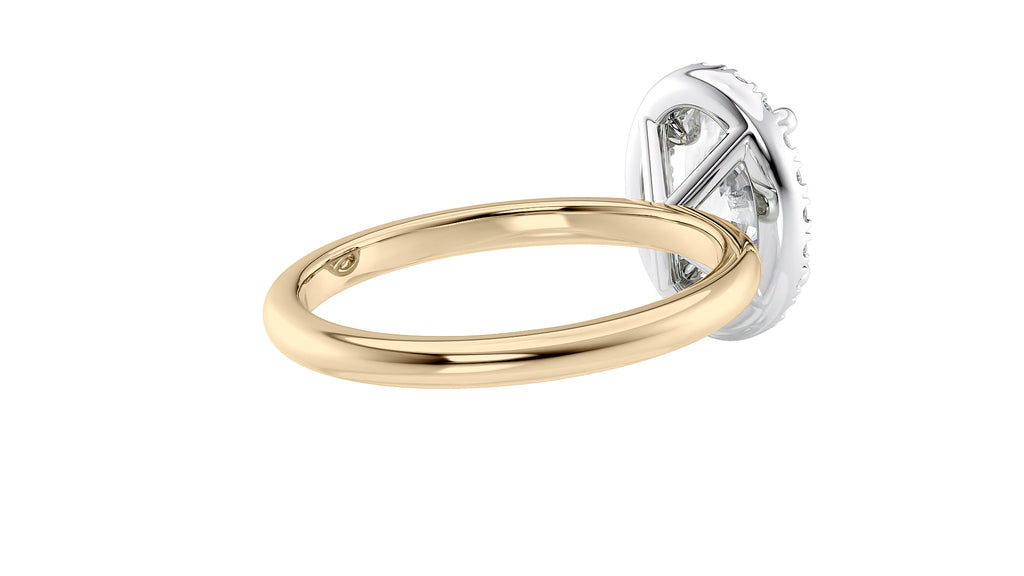 Oval Halo Plain Band Diamond Engagement Ring
