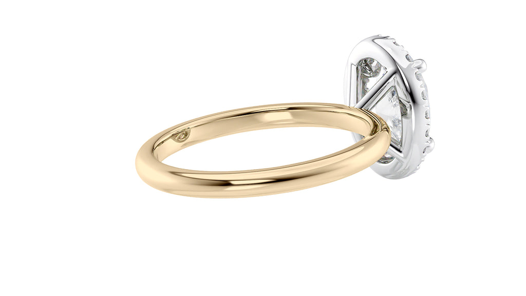 Oval Halo Plain Band Diamond Engagement Ring