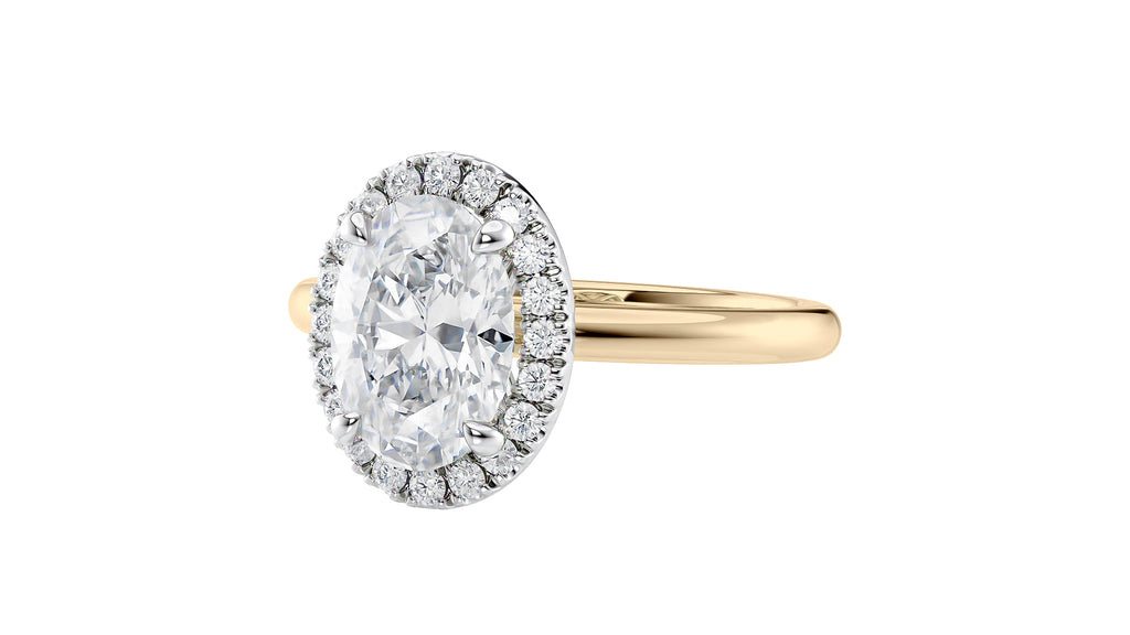 Oval Halo Plain Band Diamond Engagement Ring