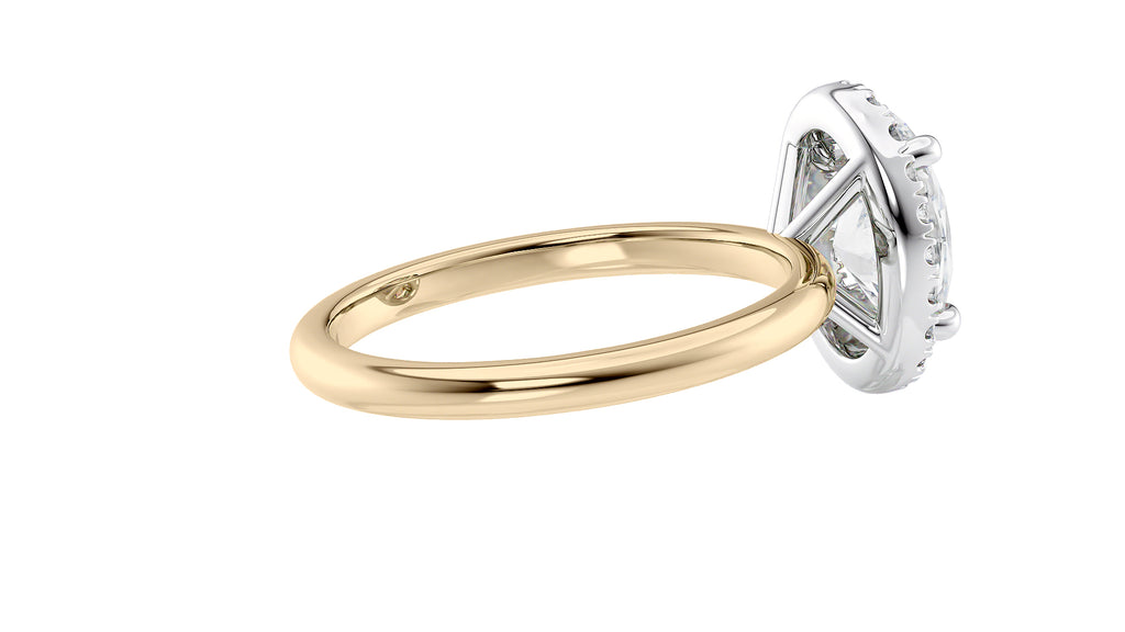 Oval Halo Plain Band Diamond Engagement Ring