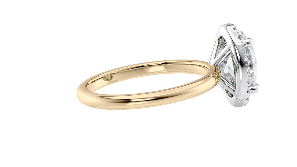 Oval Halo Plain Band Diamond Engagement Ring